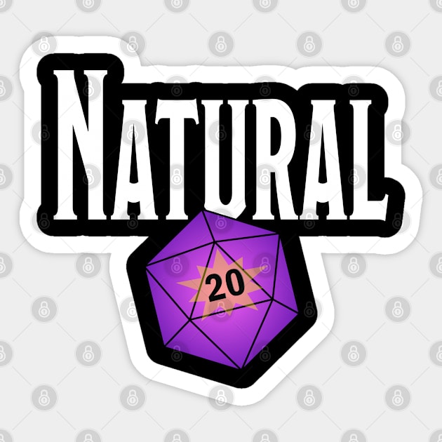 Natural 20 (Purple) - DARK Sticker by DraconicVerses